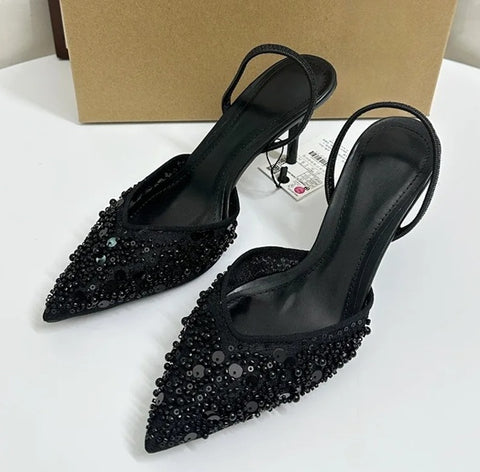 New Sparkling Sequins Beads Mesh Luxury High Heels CODE: KAR4987