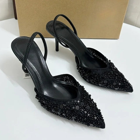 New Sparkling Sequins Beads Mesh Luxury High Heels CODE: KAR4987