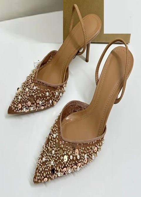 New Sparkling Sequins Beads Mesh Luxury High Heels CODE: KAR4987