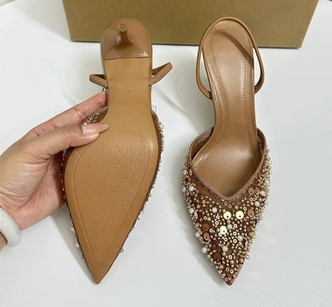 New Sparkling Sequins Beads Mesh Luxury High Heels CODE: KAR4987