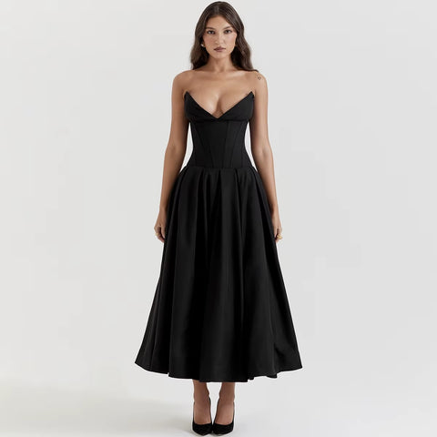 New Sexy Strapless Corset Midi Dress CODE: KAR4989