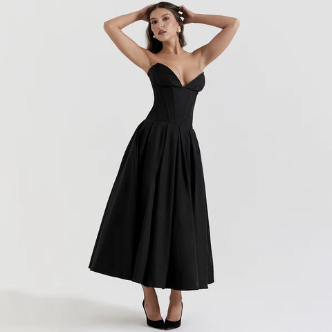 New Sexy Strapless Corset Midi Dress CODE: KAR4989