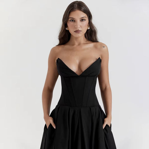 New Sexy Strapless Corset Midi Dress CODE: KAR4989
