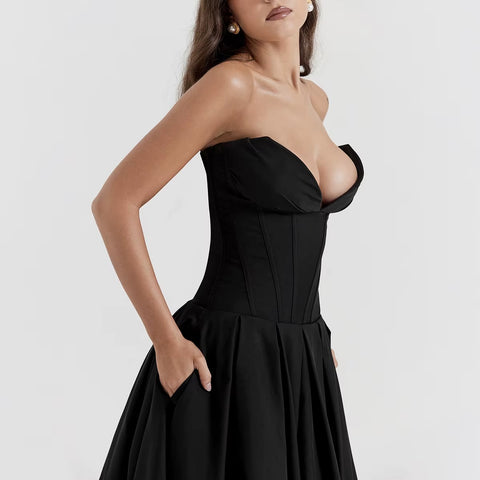 New Sexy Strapless Corset Midi Dress CODE: KAR4989