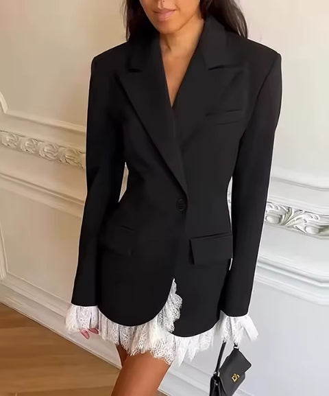 New Long Sleeve Lace Patchwork Office Jacket Outerwear CODE: KAR4990