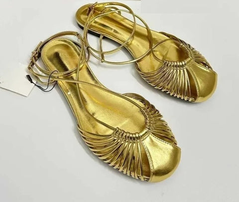 New Round Toe Brand Ankle Strap Travel Beach Flats CODE: KAR4994