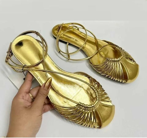 New Round Toe Brand Ankle Strap Travel Beach Flats CODE: KAR4994