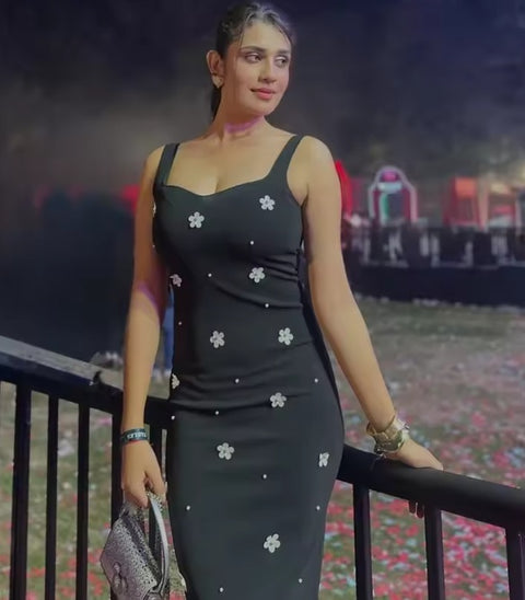 New Floral Print Fitted Waist Backless Long Dress CODE: KAR4997