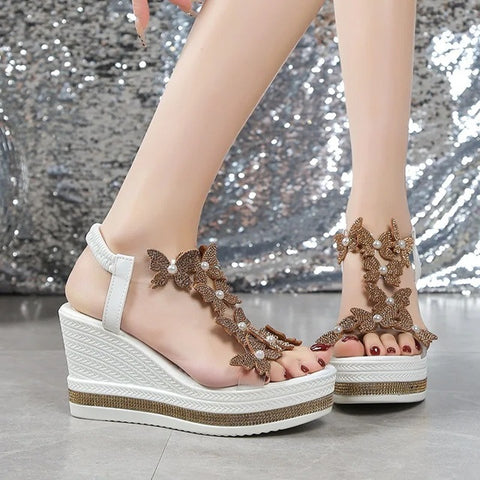 New butterfly decoration Platform Sandal CODE: KAR4999