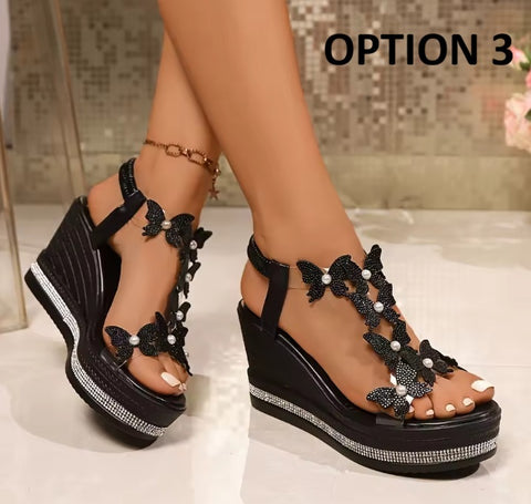 New butterfly decoration Platform Sandal CODE: KAR4999