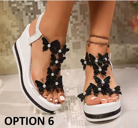 New butterfly decoration Platform Sandal CODE: KAR4999