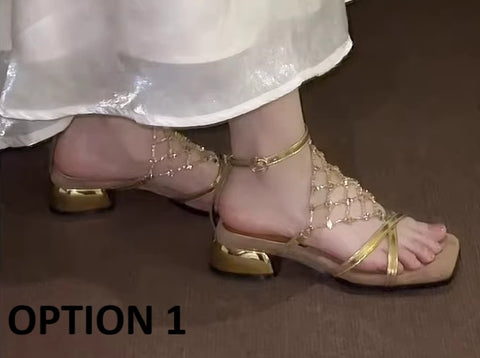 New Open-toe Chunky Heel Flat Shoes CODE: KAR5002