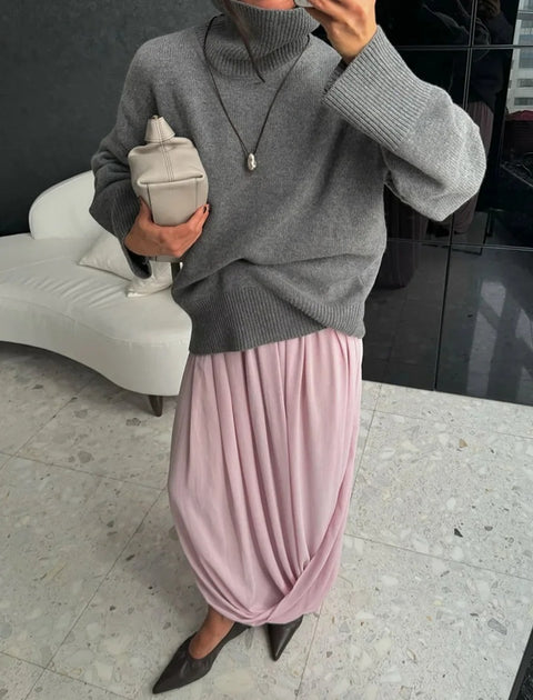 New Mesh Pleated High Waist Long Skirt CODE: KAR5008