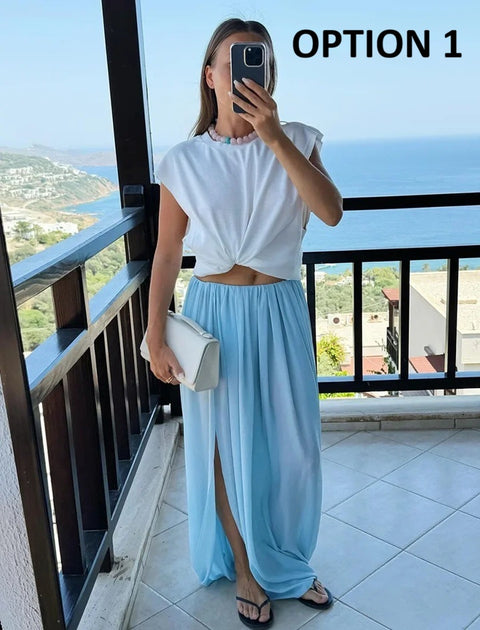 New Mesh Pleated High Waist Long Skirt CODE: KAR5008