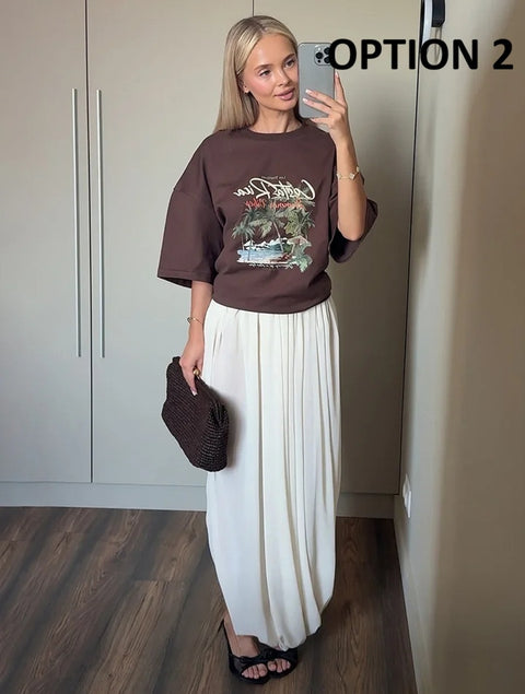 New Mesh Pleated High Waist Long Skirt CODE: KAR5008