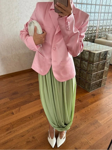 New Mesh Pleated High Waist Long Skirt CODE: KAR5008