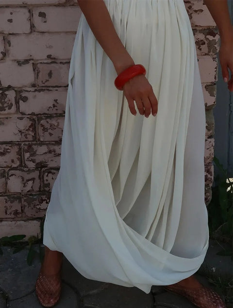New Mesh Pleated High Waist Long Skirt CODE: KAR5008