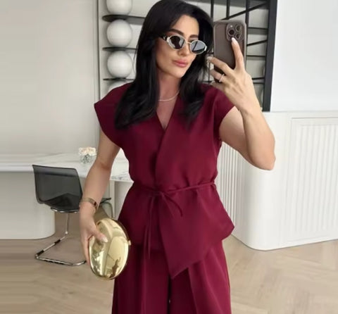 New Casual Series Blended Double Breasted Two-piece Set CODE: KAR5010