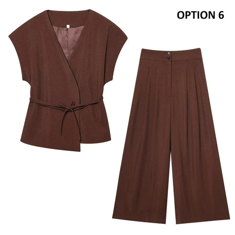 New Casual Series Blended Double Breasted Two-piece Set CODE: KAR5010