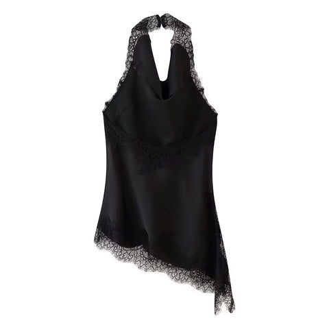 New  Fashion Halter Neck Lace Sleeveless Backless Top+Midi Set CODE: KAR5011