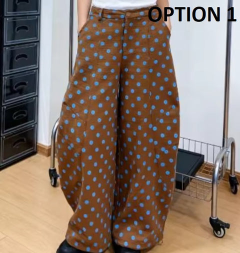 New Fashin Dot Print Casual Loose Fit Wide Pants CODE: KAR5015
