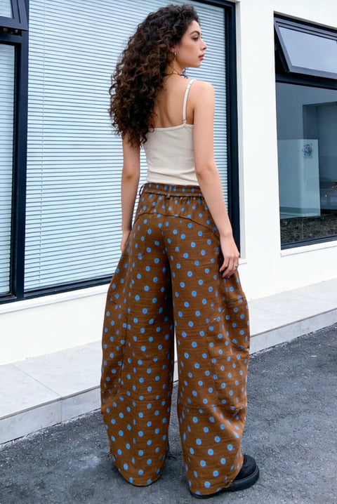 New Fashin Dot Print Casual Loose Fit Wide Pants CODE: KAR5015
