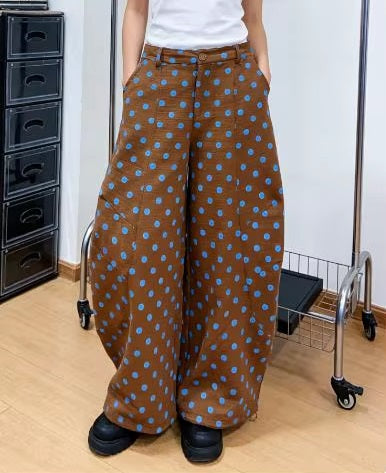 New Fashin Dot Print Casual Loose Fit Wide Pants CODE: KAR5015