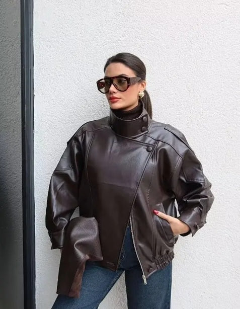 New Long Sleeve Pebble Faux Personality Fashion Jacket CODE: KAR5018