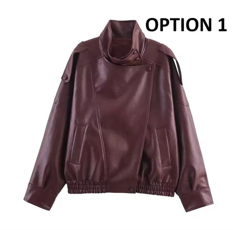 New Long Sleeve Pebble Faux Personality Fashion Jacket CODE: KAR5018
