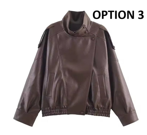 New Long Sleeve Pebble Faux Personality Fashion Jacket CODE: KAR5018