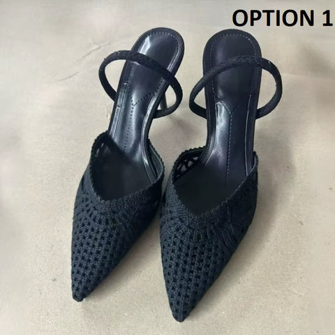 New Fashion Hollow Crochet Back Strap Breathable Knit Heels CODE: KAR5020