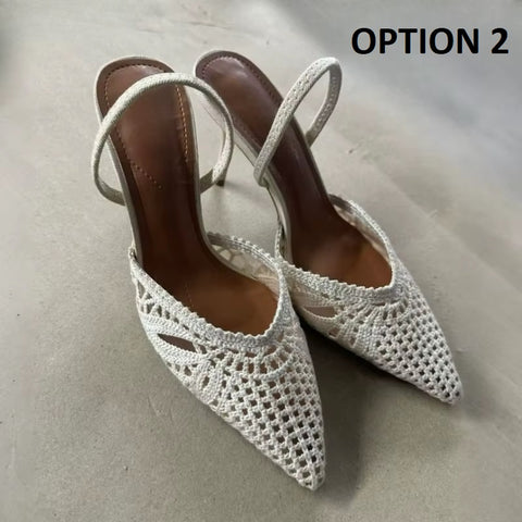 New Fashion Hollow Crochet Back Strap Breathable Knit Heels CODE: KAR5020