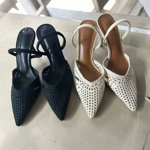 New Fashion Hollow Crochet Back Strap Breathable Knit Heels CODE: KAR5020