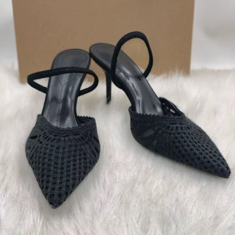 New Fashion Hollow Crochet Back Strap Breathable Knit Heels CODE: KAR5020