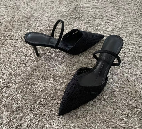 New Fashion Hollow Crochet Back Strap Breathable Knit Heels CODE: KAR5020