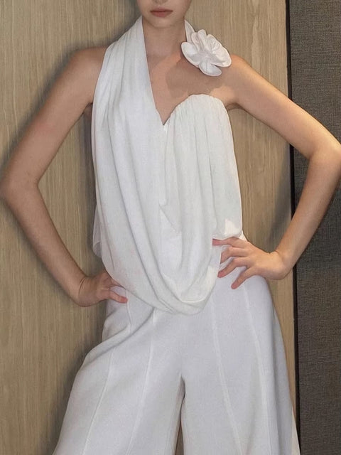 New Fashion Loose Sleeveless Halter Neck Wide Leg Jumpsuit CODE: KAR5021