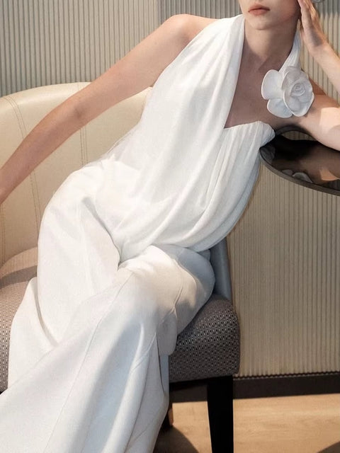 New Fashion Loose Sleeveless Halter Neck Wide Leg Jumpsuit CODE: KAR5021