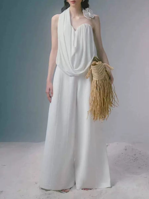 New Fashion Loose Sleeveless Halter Neck Wide Leg Jumpsuit CODE: KAR5021