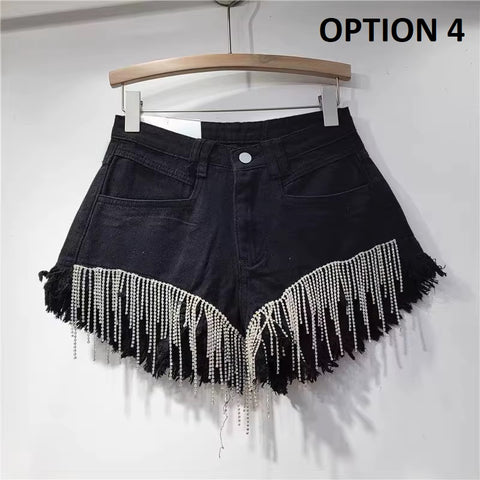 New rhinestone design high waist A-shaped Shorts CODE: KAR1525