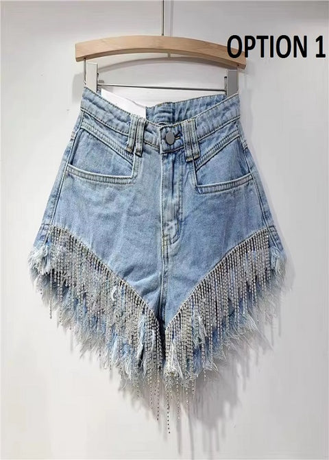 New rhinestone design high waist A-shaped Shorts CODE: KAR1525