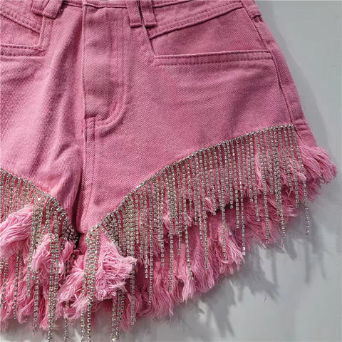 New rhinestone design high waist A-shaped Shorts CODE: KAR1525