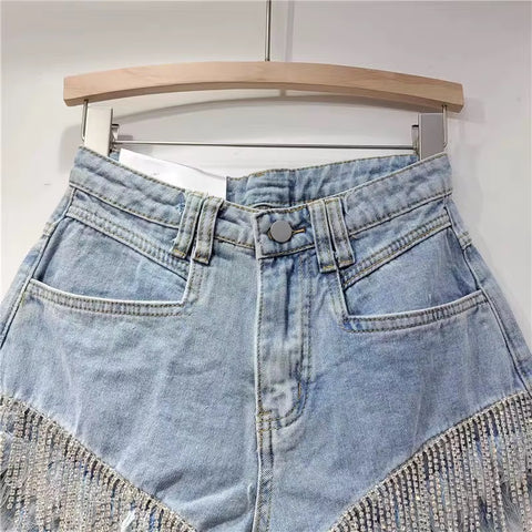 New rhinestone design high waist A-shaped Shorts CODE: KAR1525