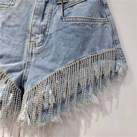 New rhinestone design high waist A-shaped Shorts CODE: KAR1525