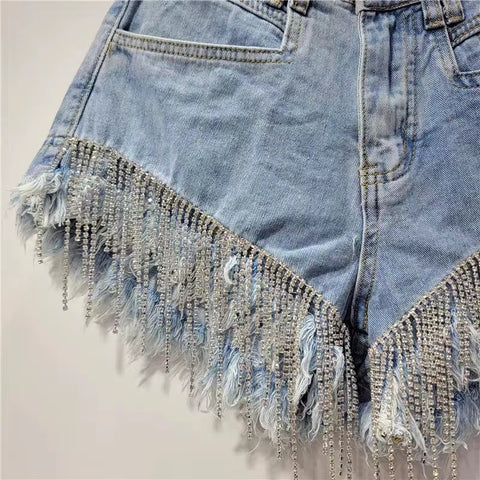 New rhinestone design high waist A-shaped Shorts CODE: KAR1525
