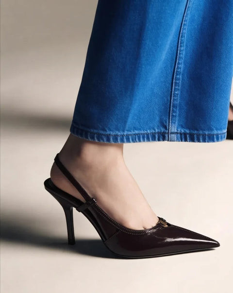 New Metal Decoration Slingback Stiletto Heels Sandals CODE: KAR5029