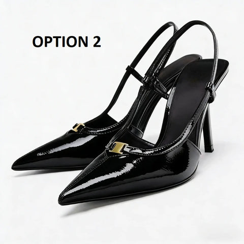 New Metal Decoration Slingback Stiletto Heels Sandals CODE: KAR5029