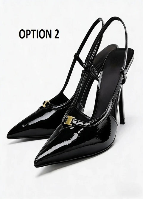 New Metal Decoration Slingback Stiletto Heels Sandals CODE: KAR5029