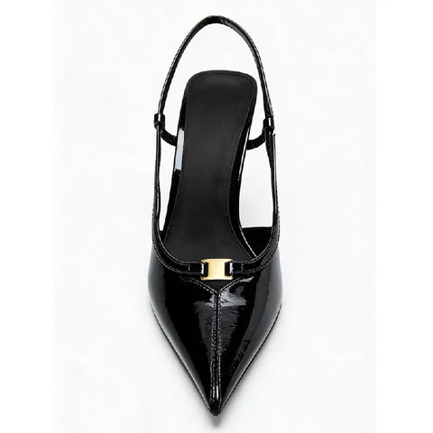 New Metal Decoration Slingback Stiletto Heels Sandals CODE: KAR5029