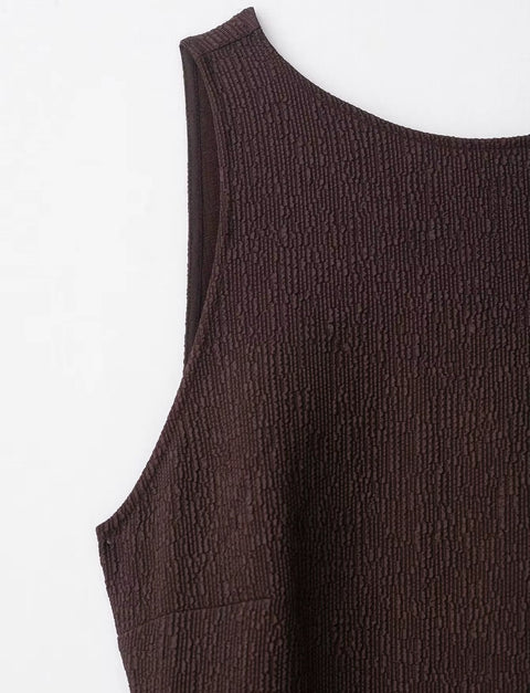 New Round Neck Sleeveless Fringe High Slit Bodycon Dress CODE: KAR5034
