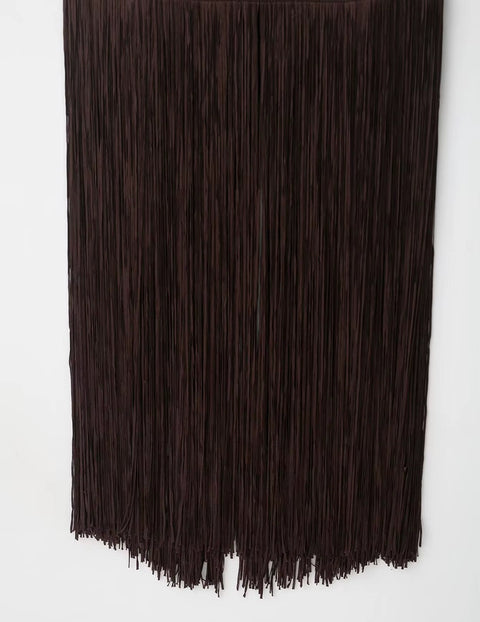 New Round Neck Sleeveless Fringe High Slit Bodycon Dress CODE: KAR5034